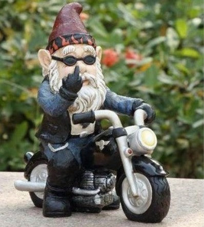 gartenzwerg mit stinkefinger rocker biker motorradfahrer biker-geschenk rocker-geschenk dekofigur