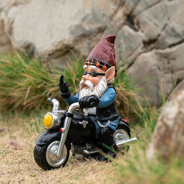 gartenzwerg mit stinkefinger rocker biker motorradfahrer biker-geschenk rocker-geschenk dekofigur