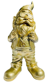 Gartenzwerg Peace Kette Gold wetterfest Dekofigur Gartenfigur SEWAS