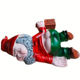 Gartenzwerg „Betrunkener Kalle“ – Liegende Gartenfigur mit Schnapsflasche