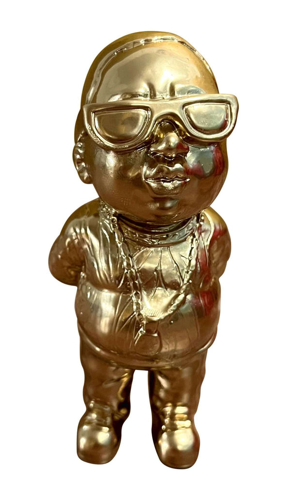 Dekofigur Actionfigur Gartenfigur Biggie Smalls Notorious Hip Hop Legende Gold Staute