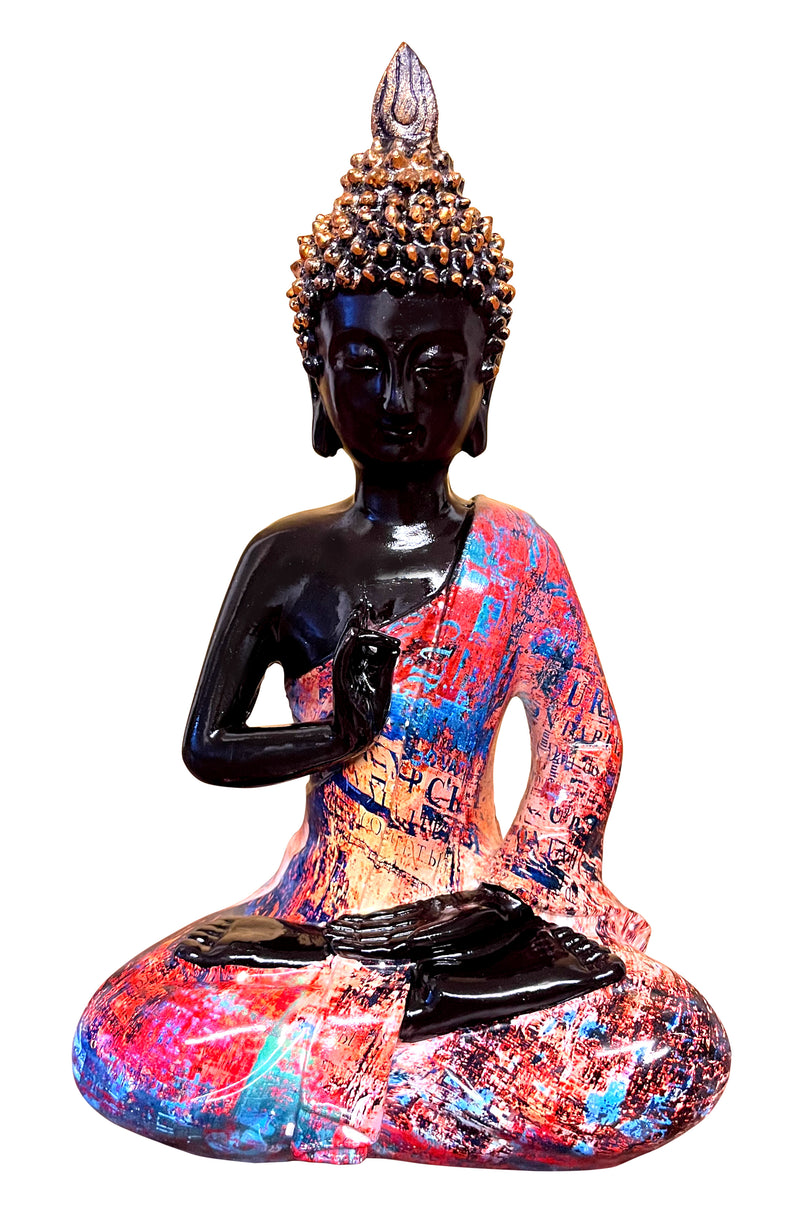 Dekofigur Gartenfigur Statue Buddha schwarz color art Kunstharz SEWAS