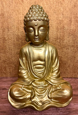 Dekofigur Gartenfigur Statue Buddha Gold Groß Steinfigur SEWAS