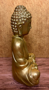 Dekofigur Gartenfigur Statue Buddha Gold Groß Steinfigur SEWAS