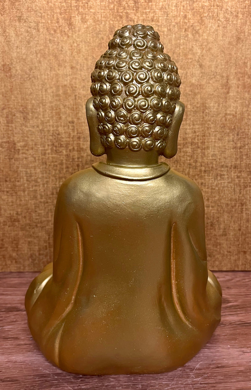 Dekofigur Gartenfigur Statue Buddha Gold Groß Steinfigur SEWAS