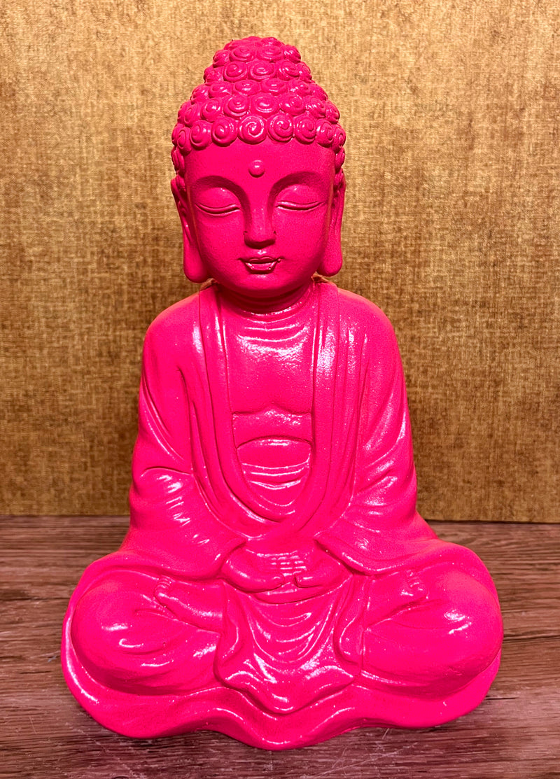 Dekofigur Gartenfigur Statue Buddha Pink Groß Steinfigur SEWAS