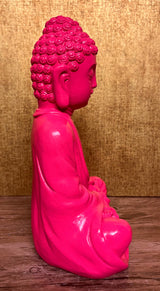 Dekofigur Gartenfigur Statue Buddha Pink Groß Steinfigur SEWAS