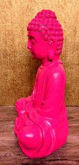 Dekofigur Gartenfigur Statue Buddha Pink Groß Steinfigur SEWAS