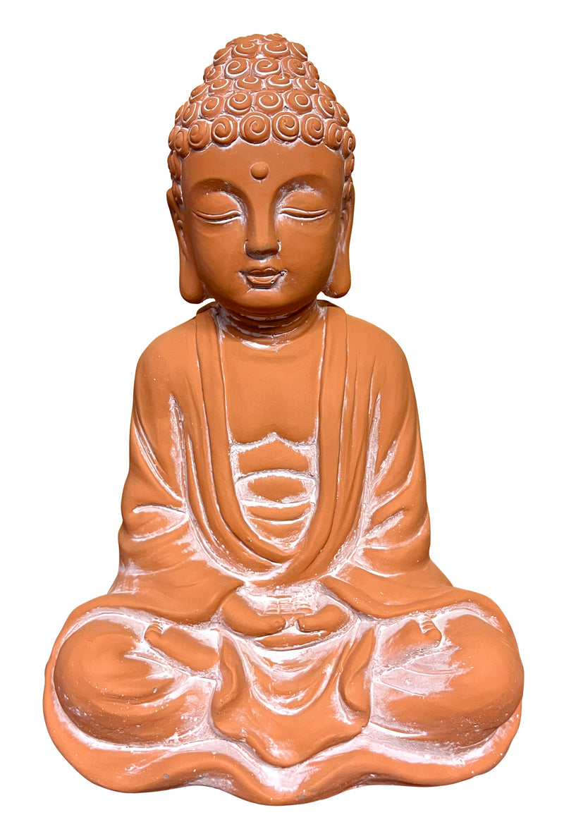 Dekofigur Gartenfigur Statue Buddha Terrakotta Groß Steinfigur SEWAS 