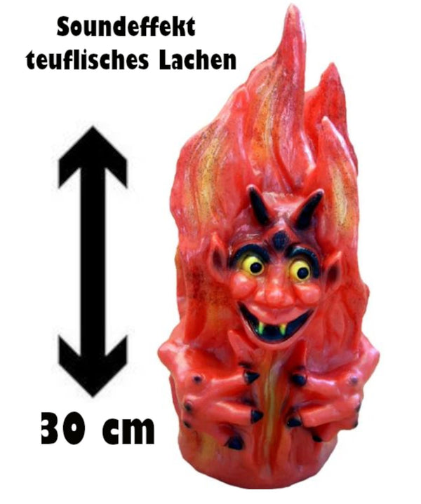 Gartenzwerg feuerteufel flamme mit soundeffekt halloween horror deko PVC wetterfest gartenfigur