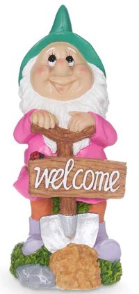 Gartenzwerg gartenfigur 27cm welcome deko haustür willkommensschild Grün SEWAS