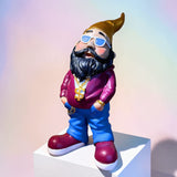 Gartenzwerg Cooler Rocker Goldkette Goldmütze wetterfest SEWAS gartenfigur gnome gardengnome dekofigur
