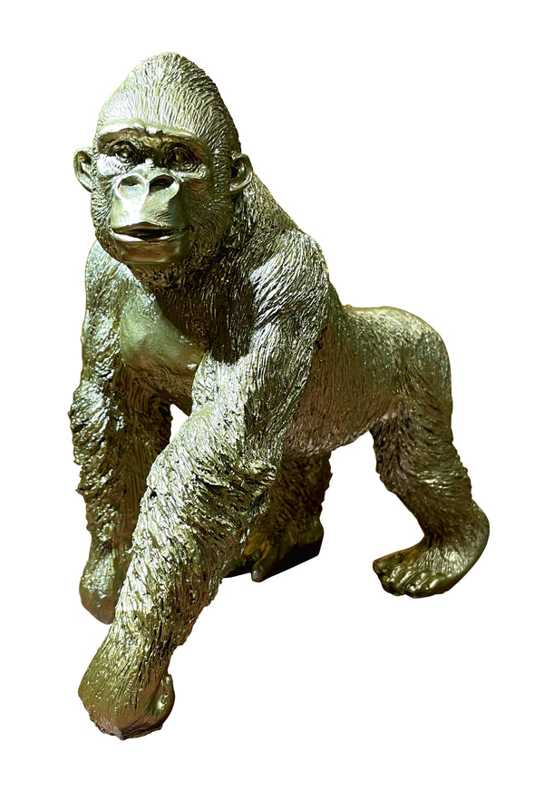 Gorilla Dekofigur gartenfigur Kunstharz menschenaffe Tier deko Gold