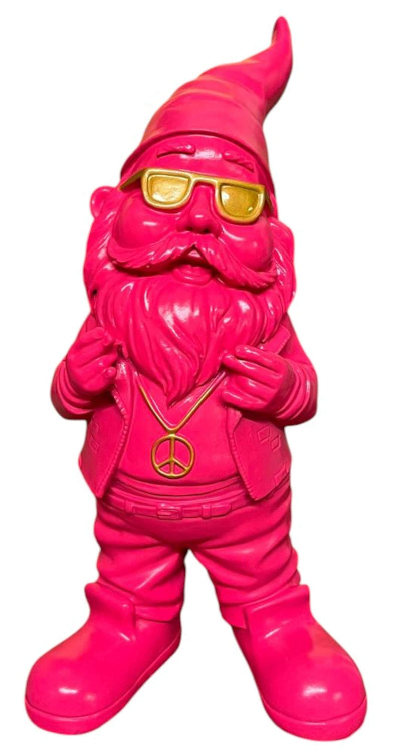 Gartenzwerg Pink Gold lustig Pride wetterfest Dekofigur SEWAS