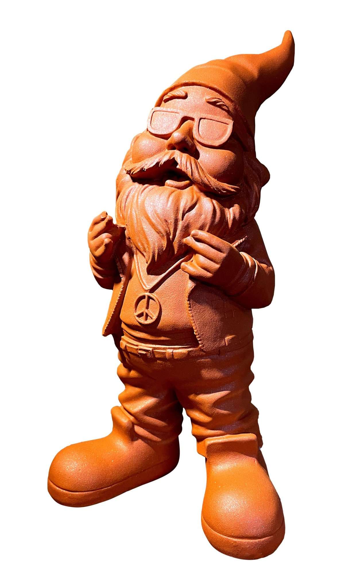 Gartenzwerg Rocker mit Peace Kette Rust/Terrakotta Edition SEWAS