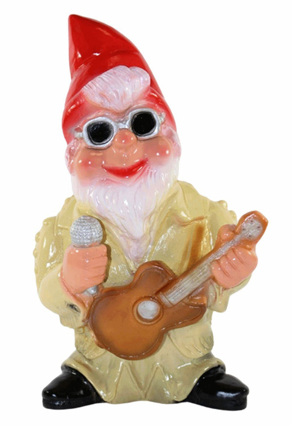 Gartenzwerg Sänger Musiker Gitarre Mikrofon Rock n Roll spaßgeschenk lustig 33cm PVC wetterfest gartenfigur