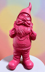 Gartenzwerg Mittelfinger Stinkefinger Tattoos Rosa wetterfest Dekofigur SEWAS