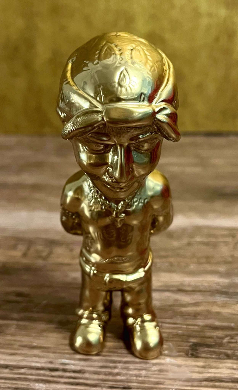 Dekofigur Actionfigur Gartenfigur Pac Hip Hop Legende Gold Staute