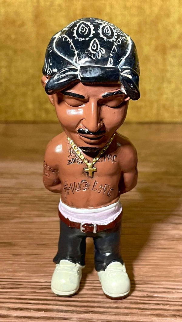 Dekofigur Actionfigur gartenfigur statue Pac Hip Hop Legende Schwarz Bandana