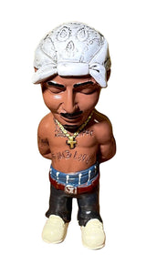 Dekofigur Actionfigur Pac Hip Hop Legende Rapper Rap Statue Actionfigur Weiss Bandana