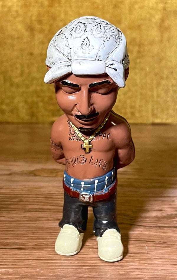 Dekofigur Actionfigur Pac Hip Hop Legende Rapper Rap Statue Actionfigur Weiss Bandana