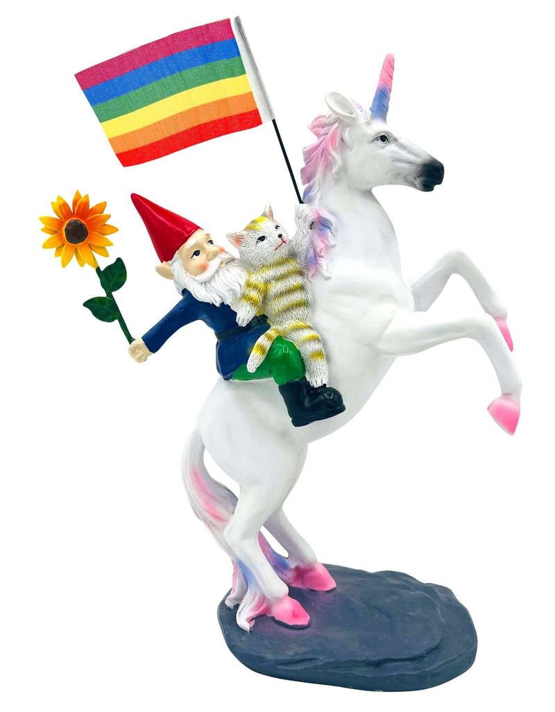 Gartenzwerg Einhorn Regenbogen Blume 25 cm wetterfest SEWAS