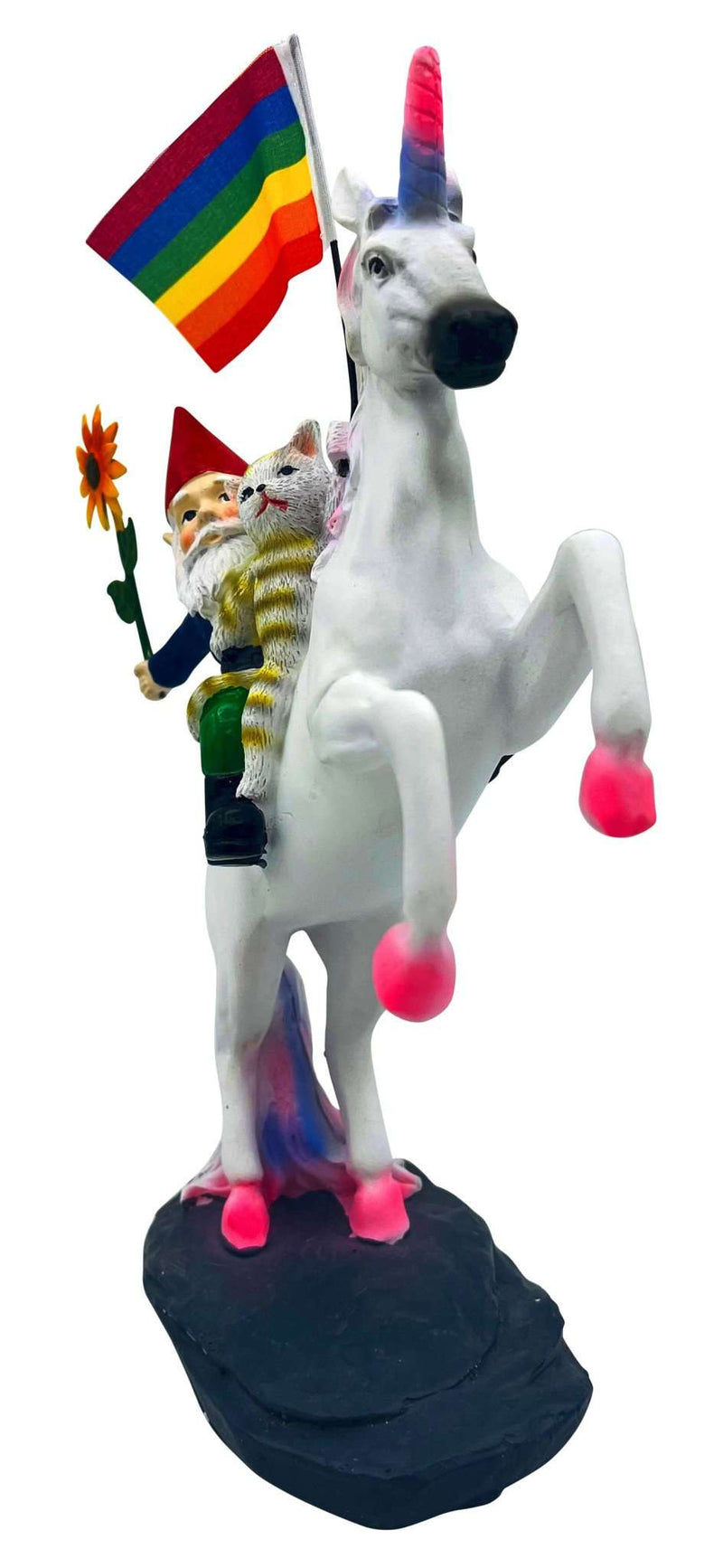 Gartenzwerg Einhorn Regenbogen Blume 25 cm wetterfest SEWAS