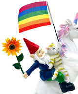 Gartenzwerg Einhorn Regenbogen Blume 25 cm wetterfest SEWAS