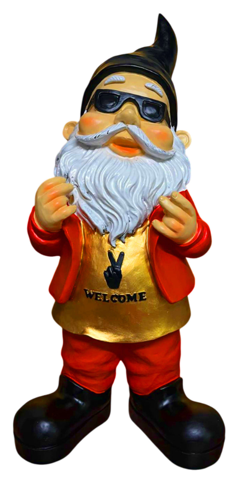 Gartenzwerg gartenfigur groß rocker 40cm welcome deko haustür deko willkommensschild schwarz-rot-gold volkszwerg