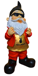 Gartenzwerg gartenfigur groß rocker 40cm welcome deko haustür deko willkommensschild schwarz-rot-gold volkszwerg