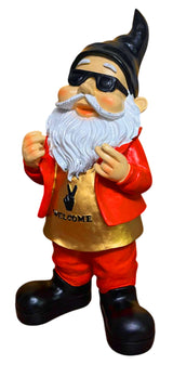 Gartenzwerg gartenfigur groß rocker 40cm welcome deko haustür deko willkommensschild schwarz-rot-gold volkszwerg