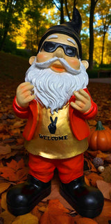 Gartenzwerg gartenfigur groß rocker 40cm welcome deko haustür deko willkommensschild schwarz-rot-gold volkszwerg