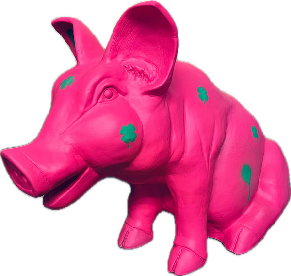 gartenfigur dekofigur glücksschwein pink kleeblatt glücksbringer groß 55cm 