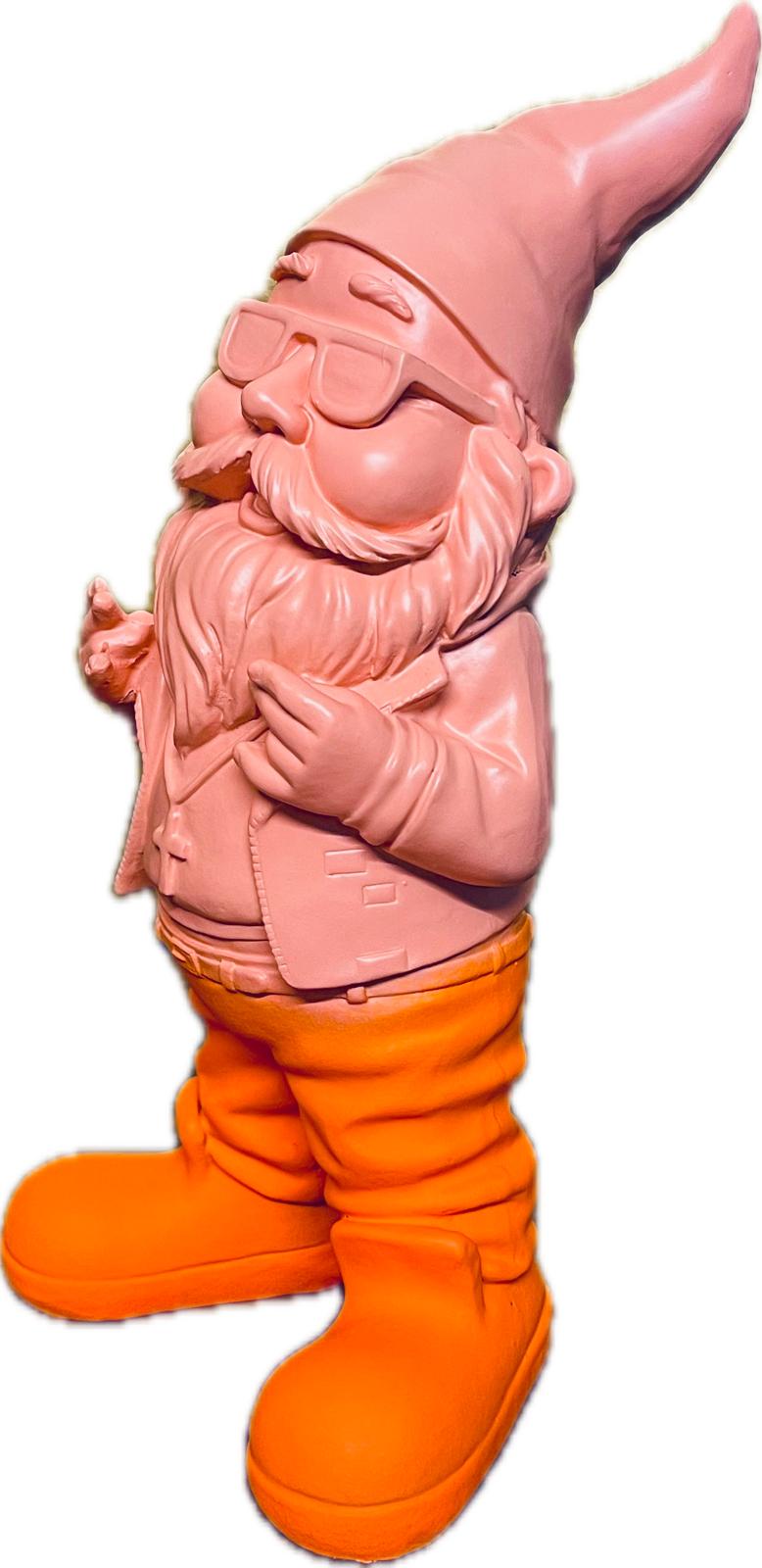 Gartenzwerg neon-orange Peach gartenfigur wetterfest Dekofigur SEWAS