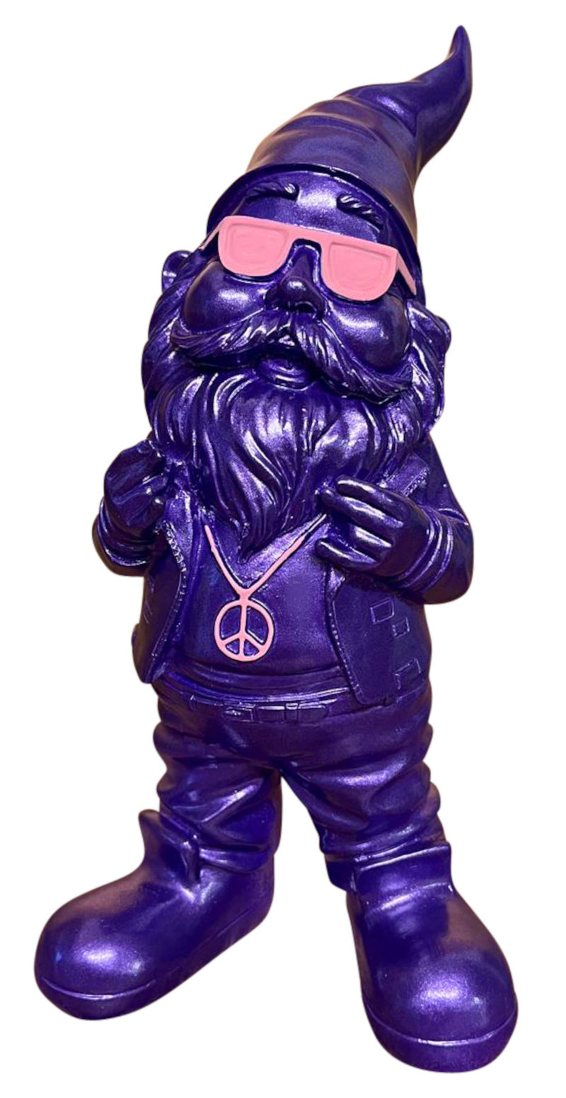gartenzwerg gartenfigur rocker lustiger-zwerg dark-purple lila rosa sewas