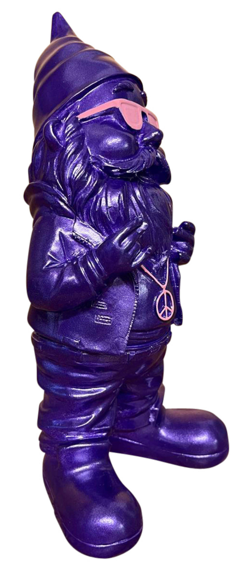 gartenzwerg gartenfigur rocker lustiger-zwerg dark-purple lila rosa sewas