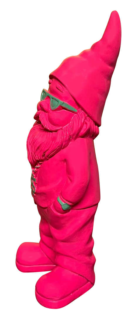 gartenzwerg gartenfigur dekofigur dollarkette pink türkis geschenkidee