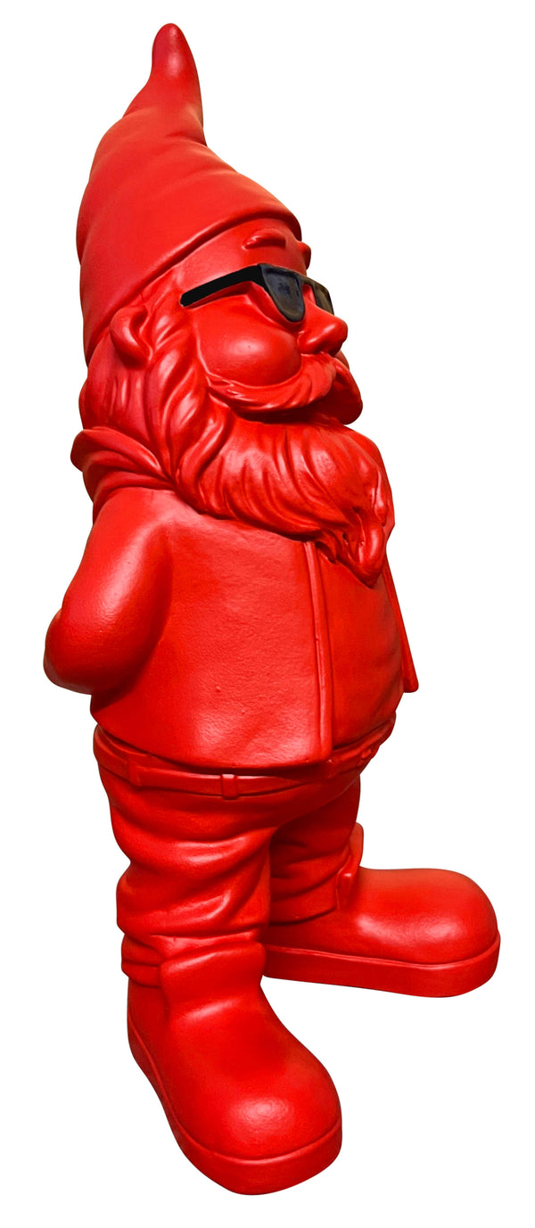 gartenzwerg mr.cool rot-schwarz dekofigur gartenfigur gnome dwarf kunstharz figur