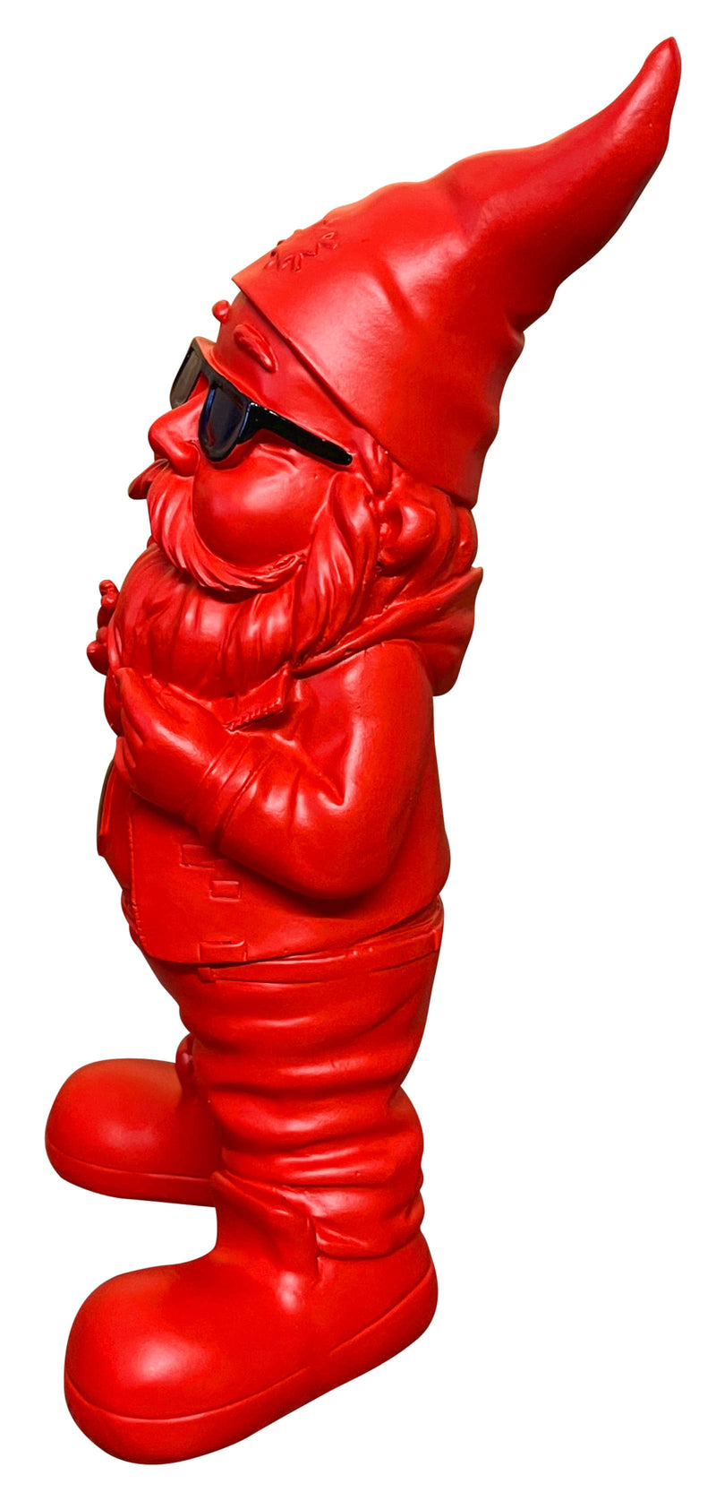 gartenzwerg im anzug rot mit krawatte in schwarz dekofigur gartenfigur gnome dwarf kunstharz figur