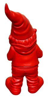gartenzwerg im anzug rot mit krawatte in schwarz dekofigur gartenfigur gnome dwarf kunstharz figur