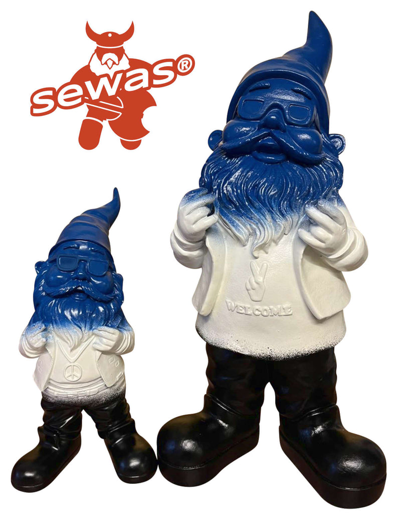 gartenzwerg gartenfigur zwerg dwarf gnome sewas-gartenzwerge sewas schwarz-weiß-blau