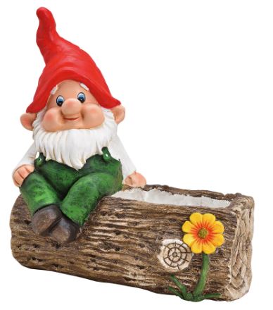 gartenzwerg blumentopf pflanzenkübel baumstamm SEWAS
