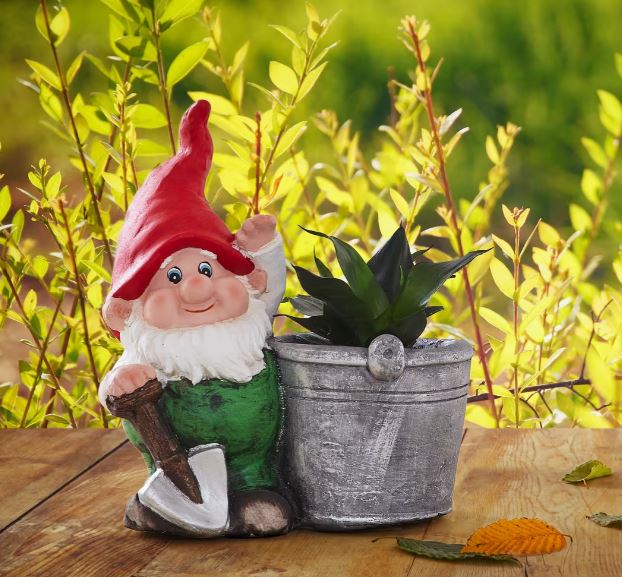 Gartenzwerg mit Eimer als Blumentopf Pflanzenkübel SEWAS