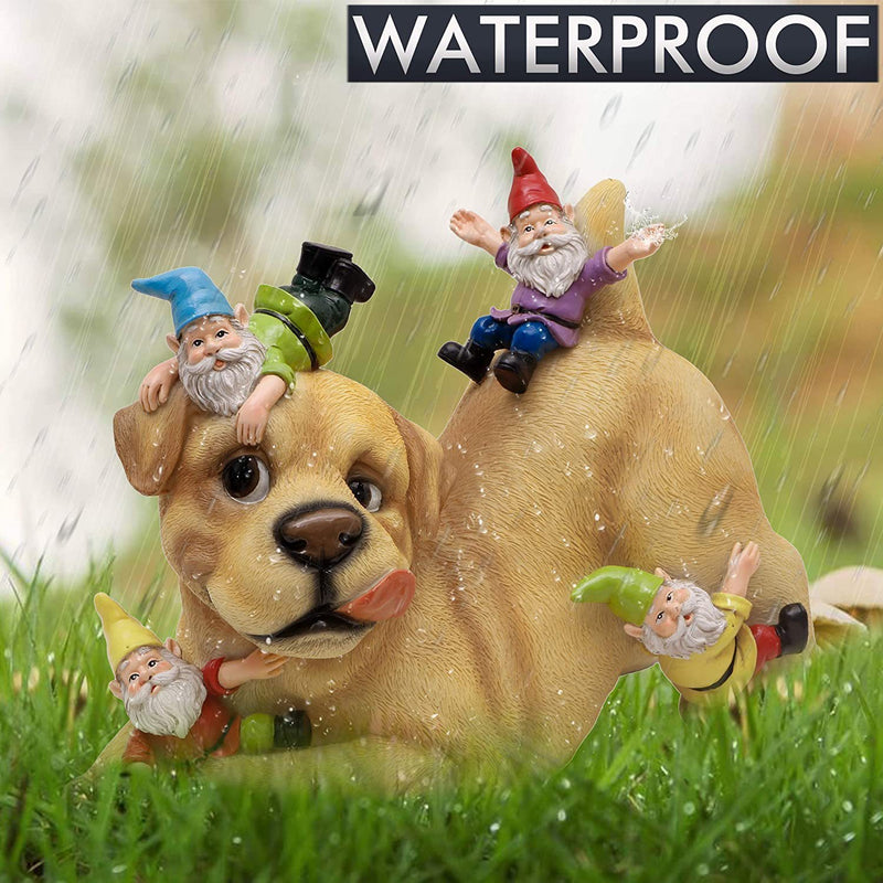 gartenzwerge mit hund gartendekoration geschenkidee gnome garden-gnome hunde-statue labrador
