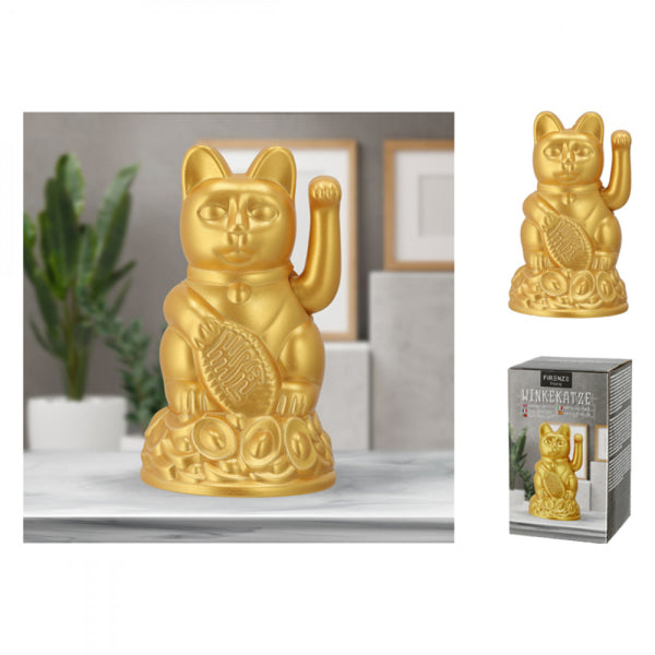 Winkekatze Gold Dekofigur 12cm Maneki Neko Glücksbringer