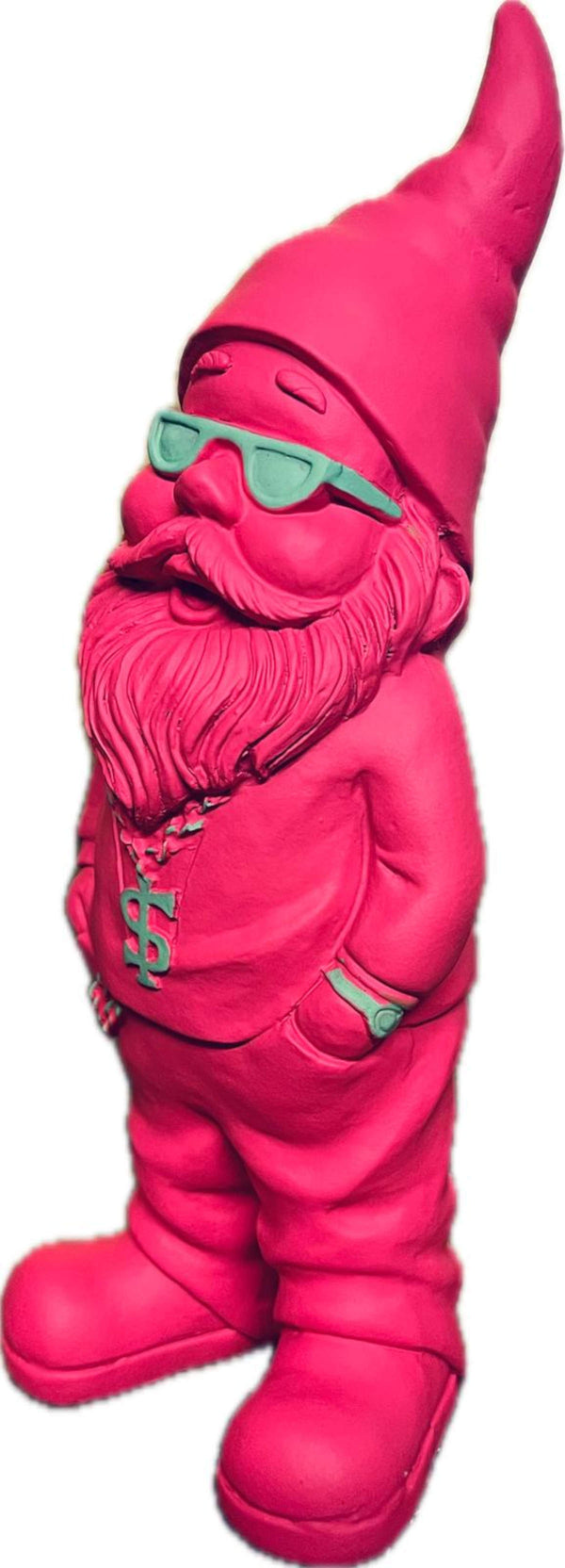 gartenzwerg gartenfigur dekofigur dollarkette pink türkis geschenkidee