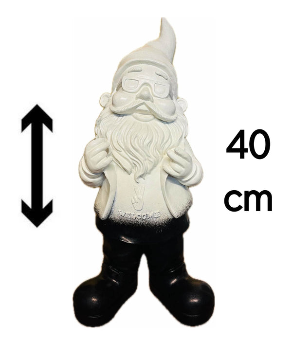 Gartenzwerg gartenfigur groß rocker 40cm welcome deko haustür deko willkommensschild black&white Gay Pride LGBT Rainbow Gnome SEWAS