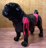 Dekofigur gartenfigur Bulldogge hund französische englische dogge schwarz pink splatter SEWAS gartenzwerge