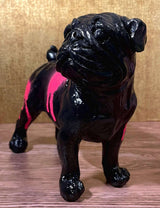 Dekofigur gartenfigur Bulldogge hund französische englische dogge schwarz pink splatter SEWAS gartenzwerge