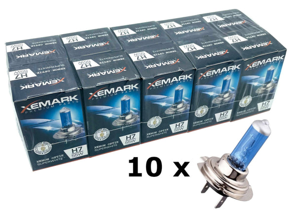 H7 Halogen Lampen Birnen Xenon Optik Blau Weiss 8500K Leuchtmittel LED VW Audi Skoda BMW Mercedes Smart Polo Golf Peugeot Renault XEMARK 12V